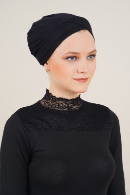 Çapraz Bantlı Siyah Bone