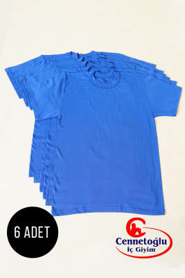Cennetoğlu 6'lı Erkek Bisiklet Yaka Fanila Mavi - CENNETOĞLU