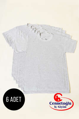Cennetoğlu 6'lı Erkek Bisiklet Yaka Fanila Melanj Gri - CENNETOĞLU