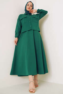 Cepli Gömlek Etek İkili Takım Zümrüt Yeşil - İKİLİ TAKIM