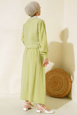 Cepli Metal Düğmeli Etekli İkili Takım Yeşil - İkili Takım