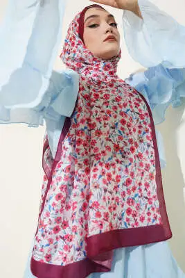 Çiçek Işıltısı Serisi Şal Bordo 