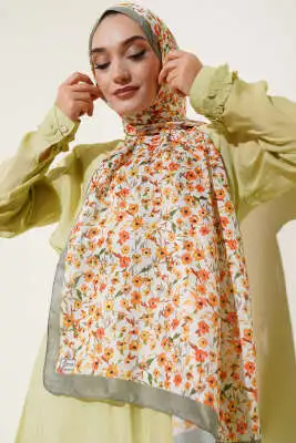Çiçek Işıltısı Serisi Şal Çağla Yeşili - Başörtüsü