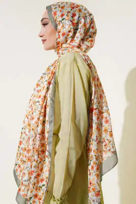 Çiçek Işıltısı Serisi Şal Çağla Yeşili - Başörtüsü