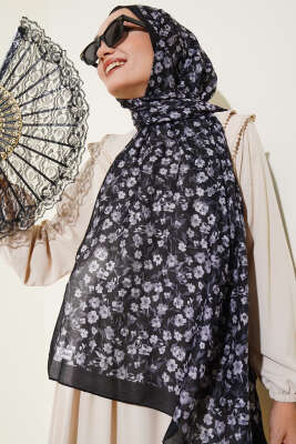 Çiçek Işıltısı Serisi Şal Siyah 