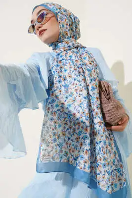 Çiçek Işıltısı Serisi Şal Soft Mavi 