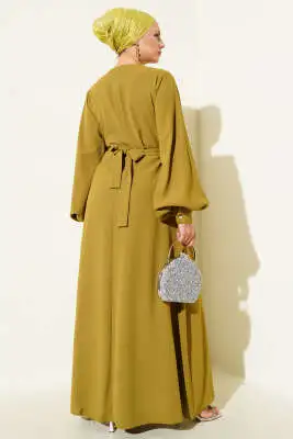 Çiçek Taş Süslemeli Abiye Elbise Yağ Yeşili - Abiye Elbise