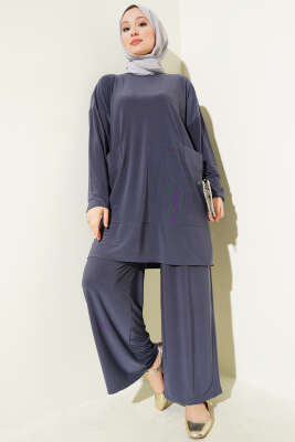 Çift Cepli Basic Sandy İkili Takım Füme