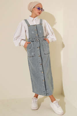 Çift Cepli Kot Askılı Slopet Açık Mavi - Tulum & Slopet