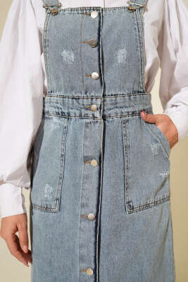 Çift Cepli Kot Askılı Slopet Açık Mavi - Tulum & Slopet