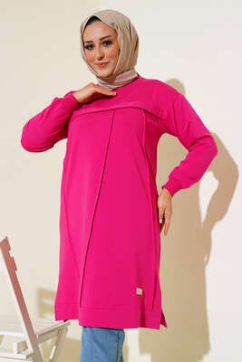 Çımalı Büyük Beden Tunik Fuşya 