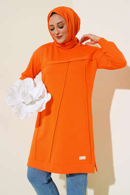 Çımalı Büyük Beden Tunik Oranj 