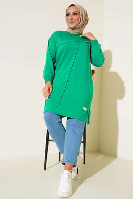 Çımalı Büyük Beden Tunik Yeşil - Tunik