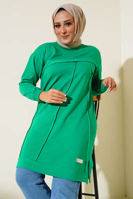 Çımalı Büyük Beden Tunik Yeşil - Tunik