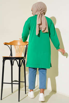 Çımalı Büyük Beden Tunik Yeşil - Tunik