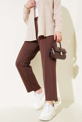 Çımalı Dar Paça Scuba Pantolon Kahve 