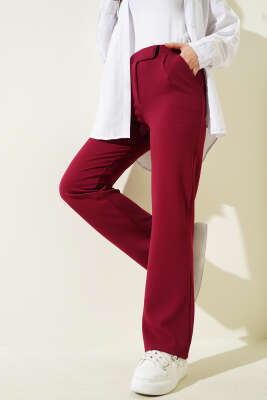 Cırtcırtlı Tek Pile Pantolon Bordo 