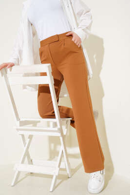 Cırtcırtlı Tek Pile Pantolon Camel 