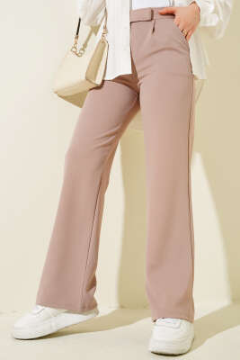 Cırtcırtlı Tek Pile Pantolon Latte 