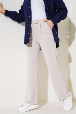 Cırtcırtlı Tek Pile Pantolon Taş 