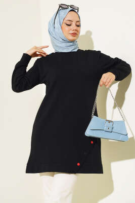 Çıtçıt Görünümlü Tunik Siyah - HECE FASHION