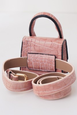 Çok Kullanışlı Kroko Desen Pudra Çanta - Kol Çantası