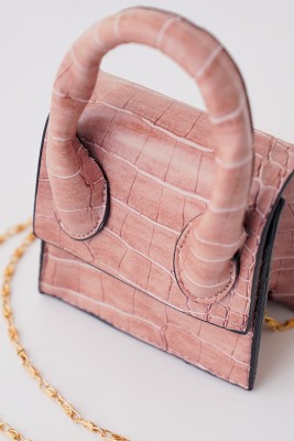 Çok Kullanışlı Kroko Desen Pudra Çanta - Kol Çantası