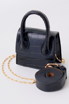 Çok Kullanışlı Kroko Desen Siyah Çanta