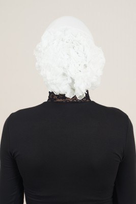 Dantel Fırfırlı Ekru Bone