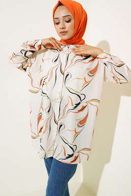 Dijital Baskılı Gömlek Bej 