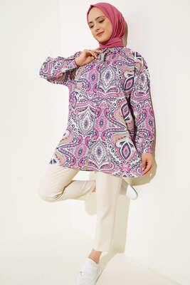 Dijital Baskılı Gömlek Fusya 