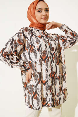 Dijital Baskılı Gömlek Kiremit 