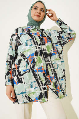 Dijital Baskılı Gömlek Mint 