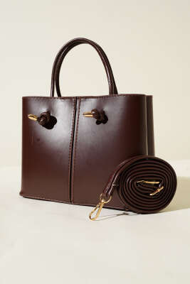 Dikiş Detaylı Kadın El Çantası Kahve 