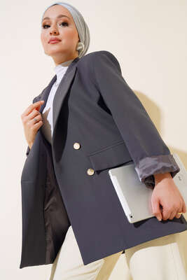 Dört Düğmeli Ceket Gri 