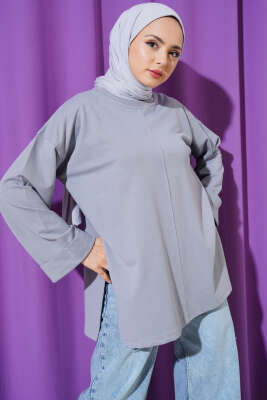 Duble Kol İp Bağcıklı Tunik Kayrak Grisi