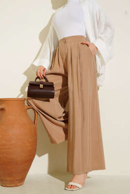 Düğmeli Salaş Pantolon Latte - Pantolon