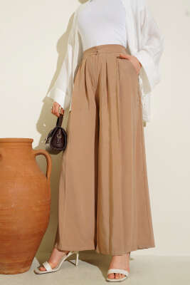 Düğmeli Salaş Pantolon Latte - Pantolon