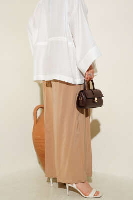 Düğmeli Salaş Pantolon Latte - Pantolon