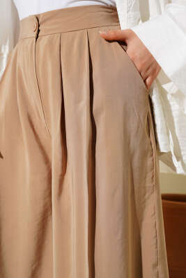 Düğmeli Salaş Pantolon Latte - Pantolon