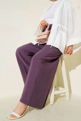 Düğmeli Salaş Pantolon Mor 