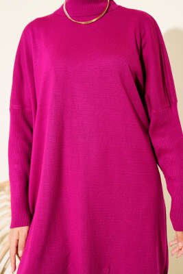 Düşük Kol Detaylı Triko Tunik Menekşe - Yılın Fırsatı