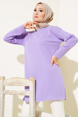 Düz Uzun Kol Tunik Lila 