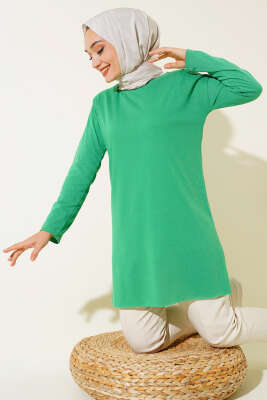Düz Uzun Kol Tunik Yeşil 