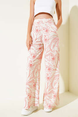 Etnik Desen Bol Paça Pantolon Bej