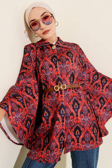 Etnik Desen Kemerli Scuba Panço Bordo - Panço