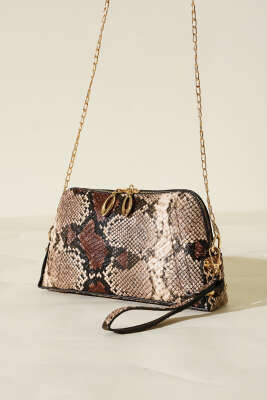 Fermuarlı Zincir Askılı Çanta Latte 