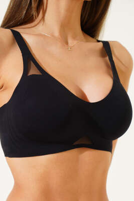 File Detaylı Sıfır His Ziro Gram Sütyen Siyah