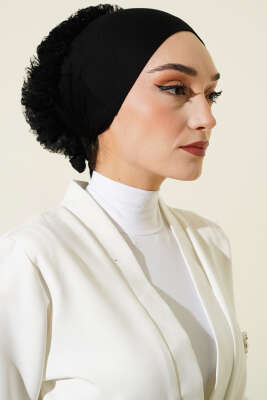 Fırfırlı Kaymaz Viskon Bone Siyah - TÜRKAN