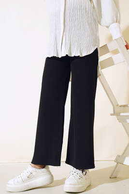 Fitilli Bol Paça Pantolon Siyah 